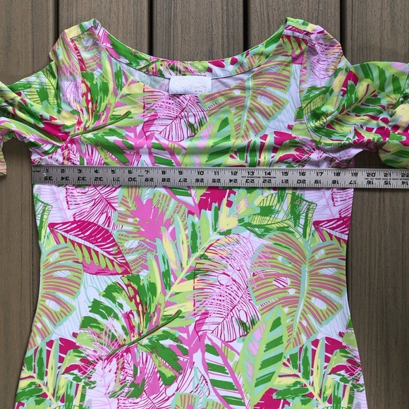 Pappagallo Vibrant Tropical Print Ruffle Sleeve Shift Dress - Picture 9 of 9